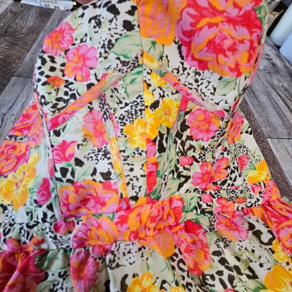 GUESS Sundress Floral Cottage Size 10 Halter Cotton Ruched Mini Bustier Boho - Picture 7 of 16